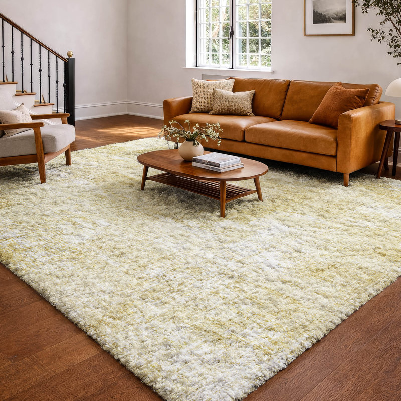 Tapis à poil long de qualité supérieure lavable à la machine ADS725, Beige, 10 pi x 14 pi