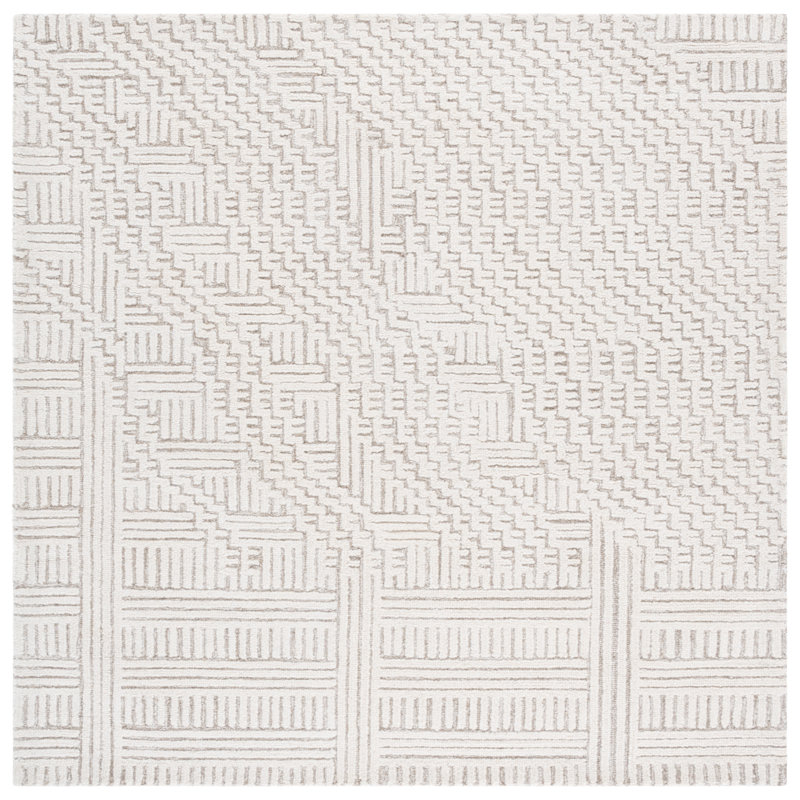 Tapis abstrait en laine / coton touffeté à la main Balalan 601, Carré 6 pi