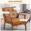 HOMCOM Armchair PU Leather Accent Chair Rubber Wood Frame Brown