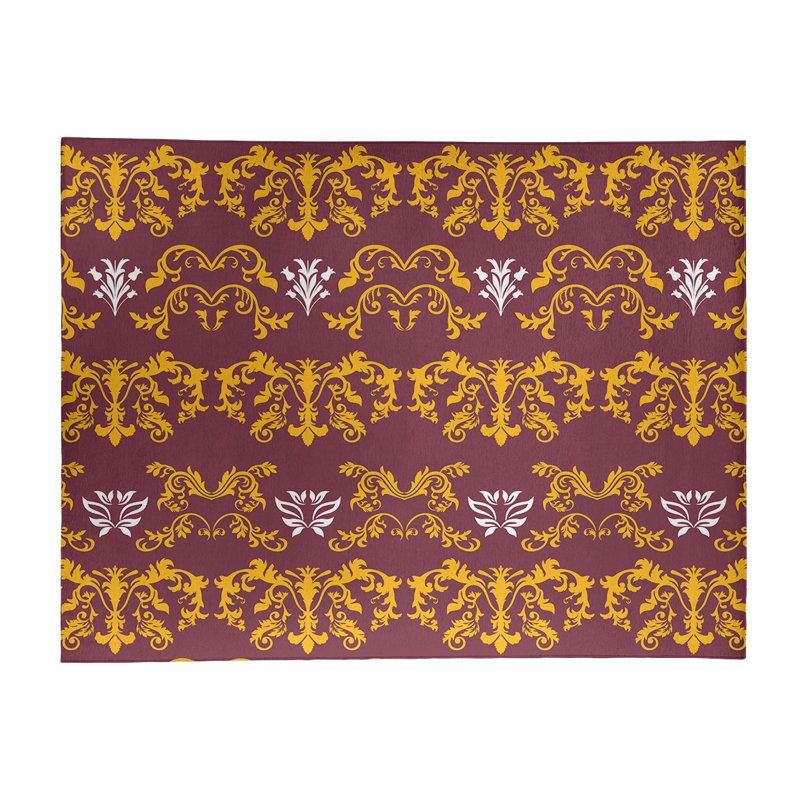 Tapis damassé rose / jaune, Rectangle 8 pi x 10 pi