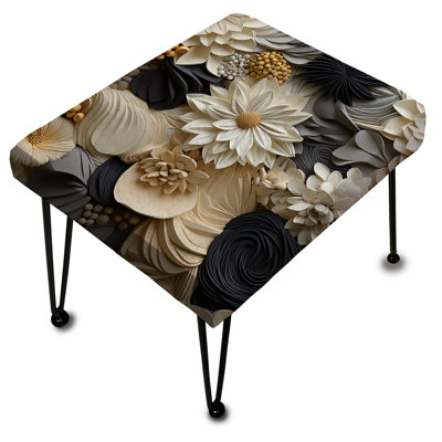 Repose-pieds beige et noir Dahlia