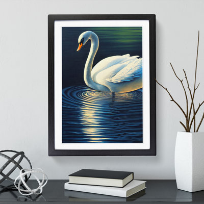 Swan in a Pond No.3 - Framed Print