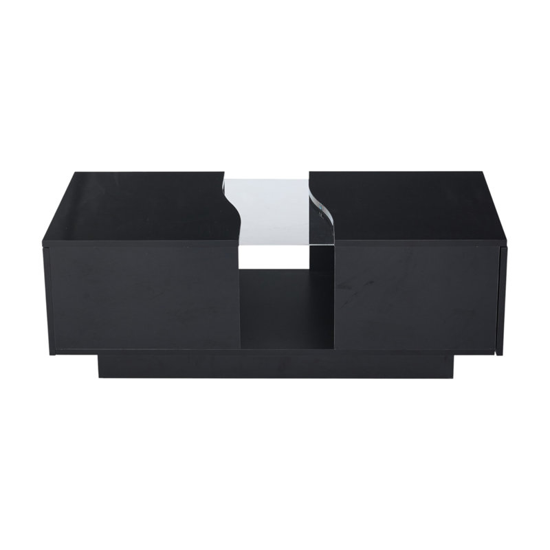 Pedestal Coffee Table with Storage, Black