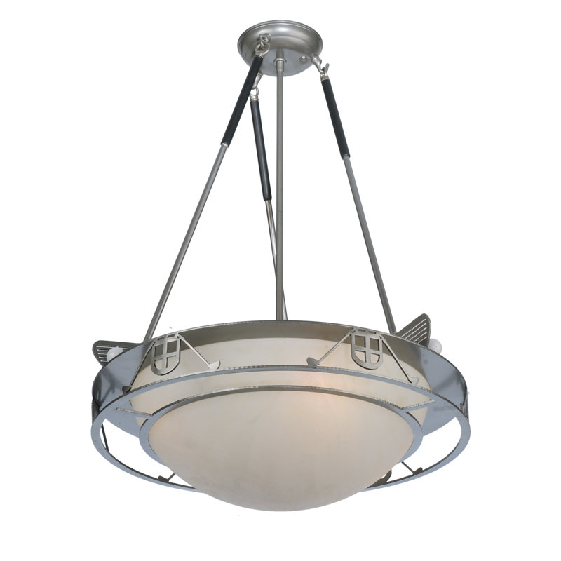 Nickel and Glass 4-Light Golf Pendant