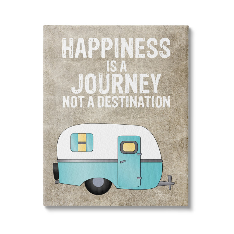 Happiness Journey Quote Canvas Wall Art with Wooden Frame