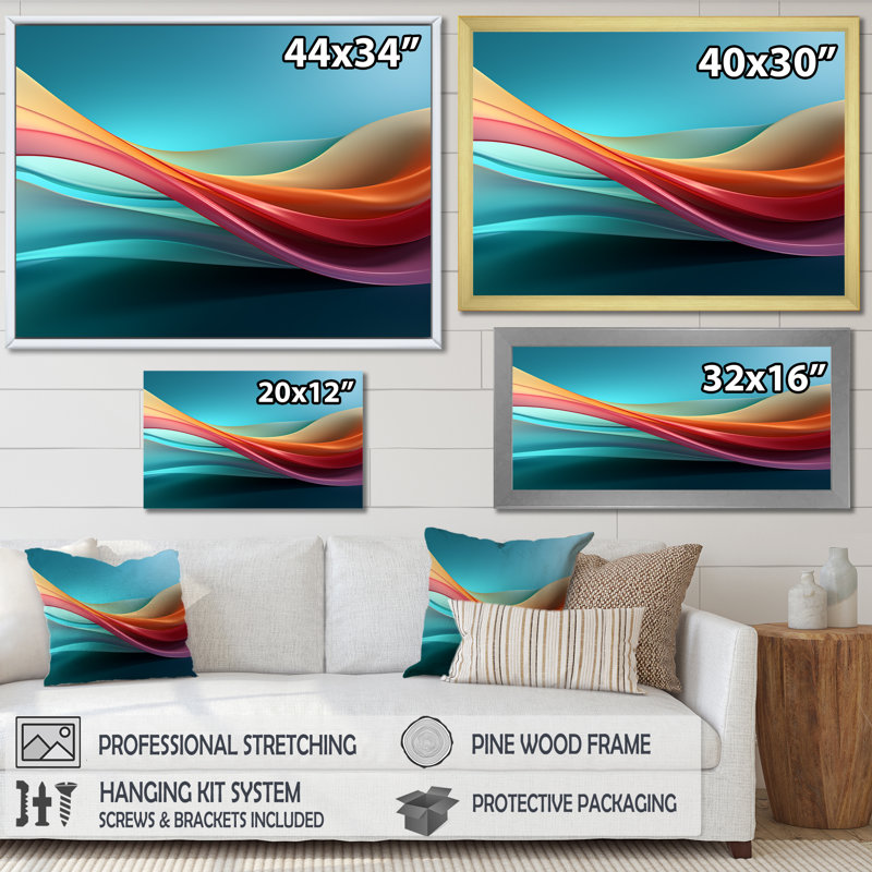 «Rainbow Colors Symphony III», reproduction d'art sur toile, Cadre flottant noir, 12" H x 20" W