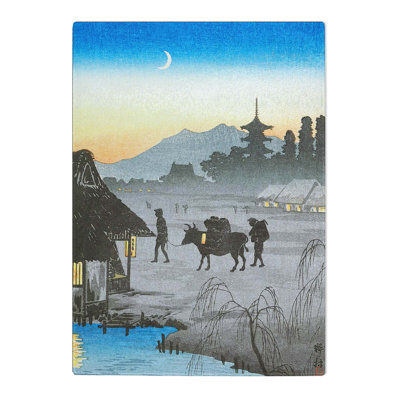 Tempered Glass Returning Home in the Evening by Takahashi Shotei Chopping Board