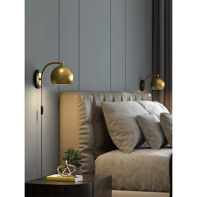 Padelea Gold Plug in Wall Sconce Set of Two, E26 Bulbs