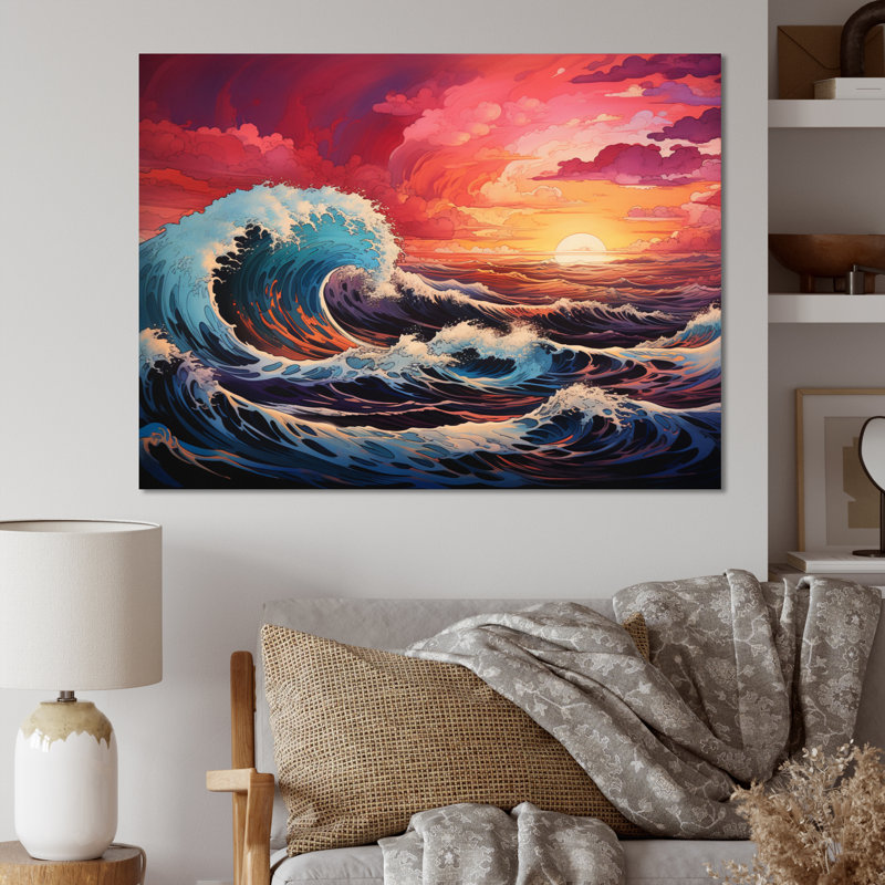 «Dramatic Ocean Waves III», reproduction sur toile, Toile tendue, H 16 po x l 32 po x P 1 po