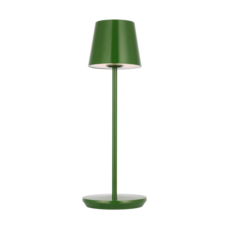 Rukija 1-Light Modern Rechargeable Table Lamp with Shade, Green
