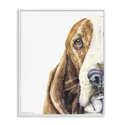 «Cute Dog Head Basset Hound Pet Animal Watercolor Painting», impression sur toile