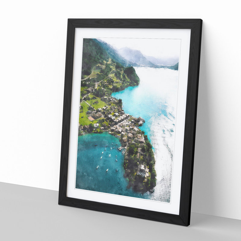 Over Grindelwald in Switzerland - Framed Print, 48cm H x 36cm W x 2cm D, Black Framed