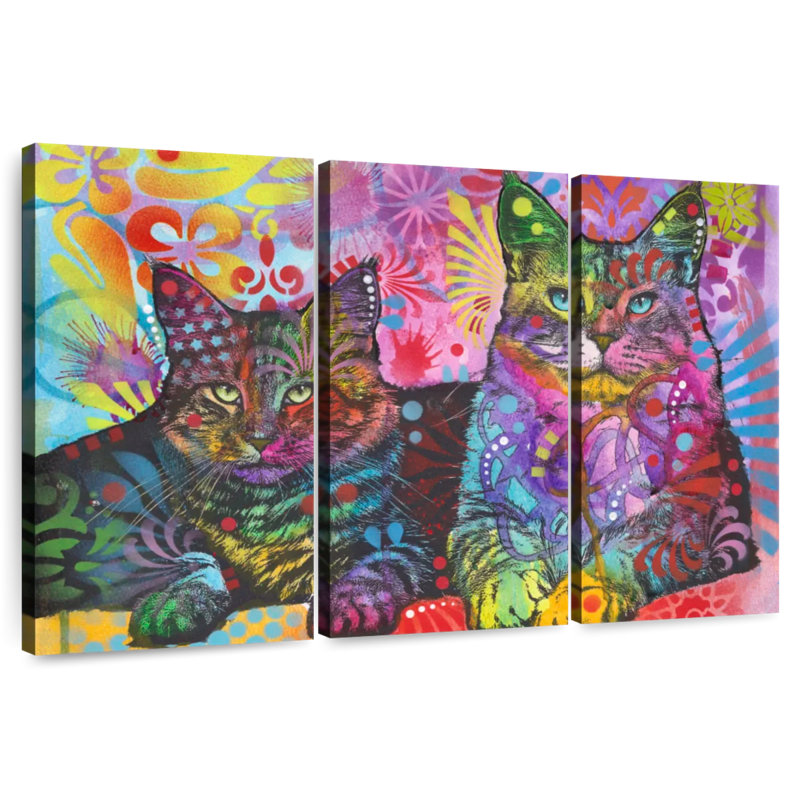 Deux chats, H 28 po x l 45 po