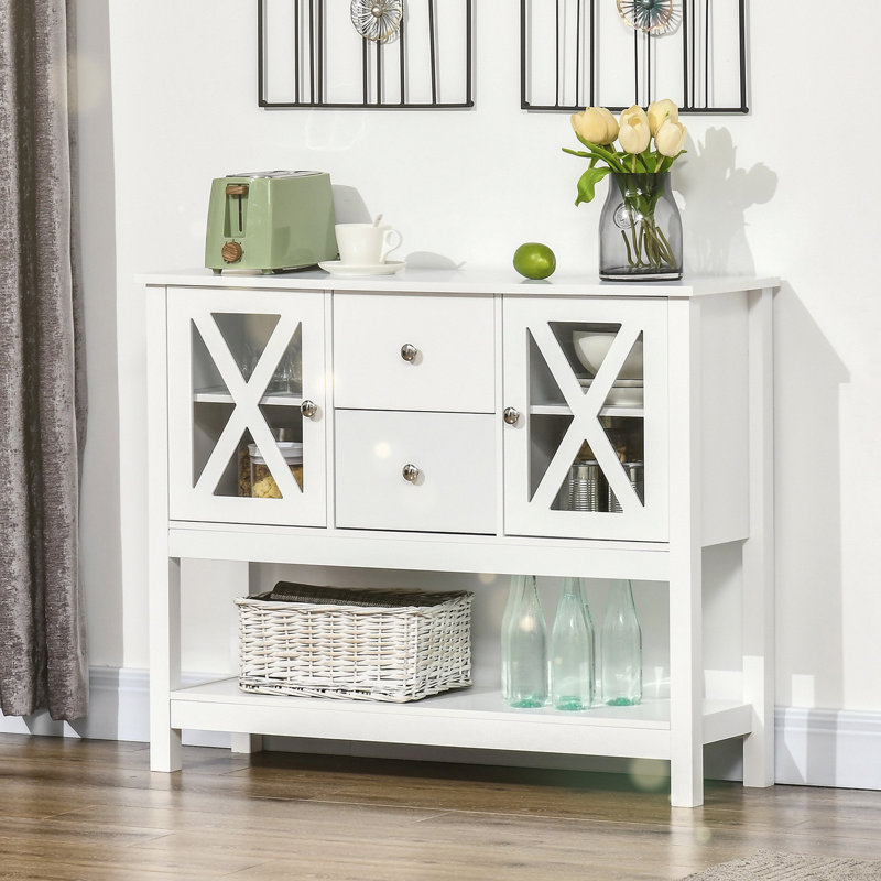 39.25'' Wide 2 Drawer Sideboard,Dining cabinet,Office credenza, White