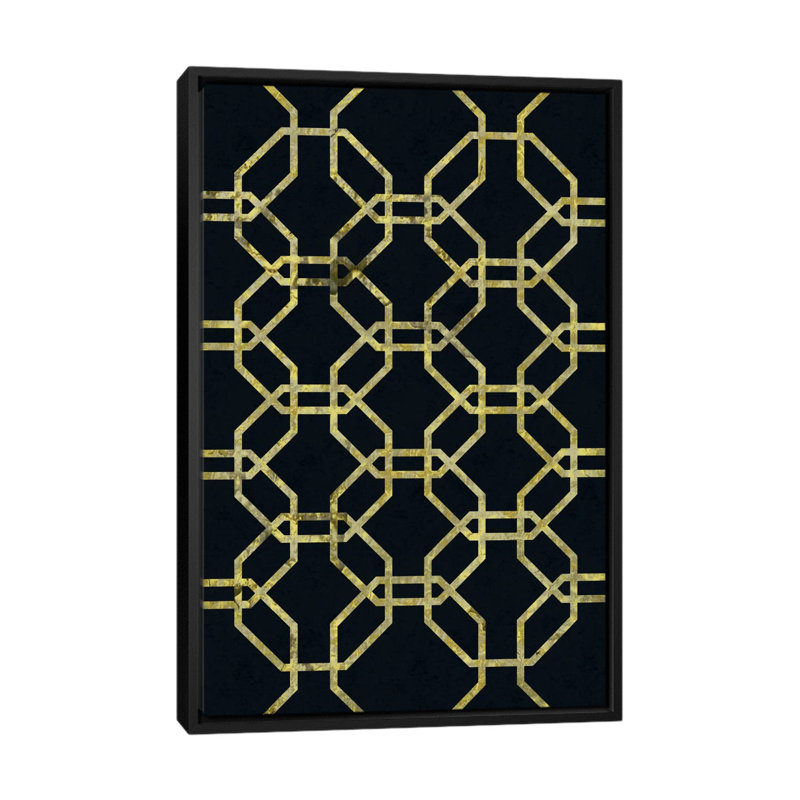 « geometric dialogue », impression sur toile, H 26 po x l 18 po x P 1,5 po, Toile avec cadre noir, Pas de tapis