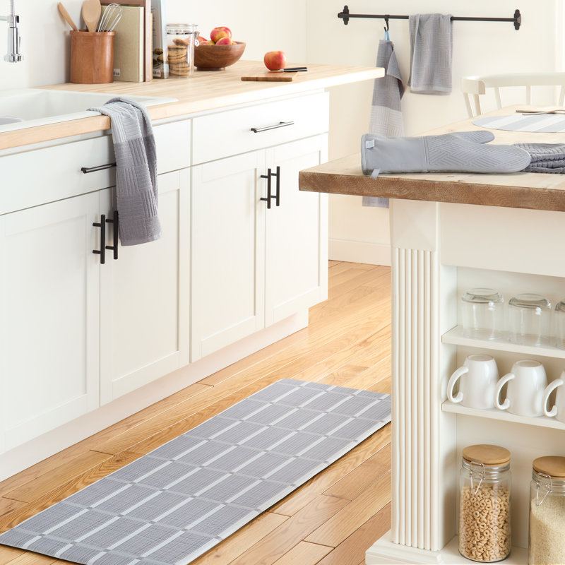 Gray Basketweave Terry Cotton Kitchen Towel Set, 16" x 28"