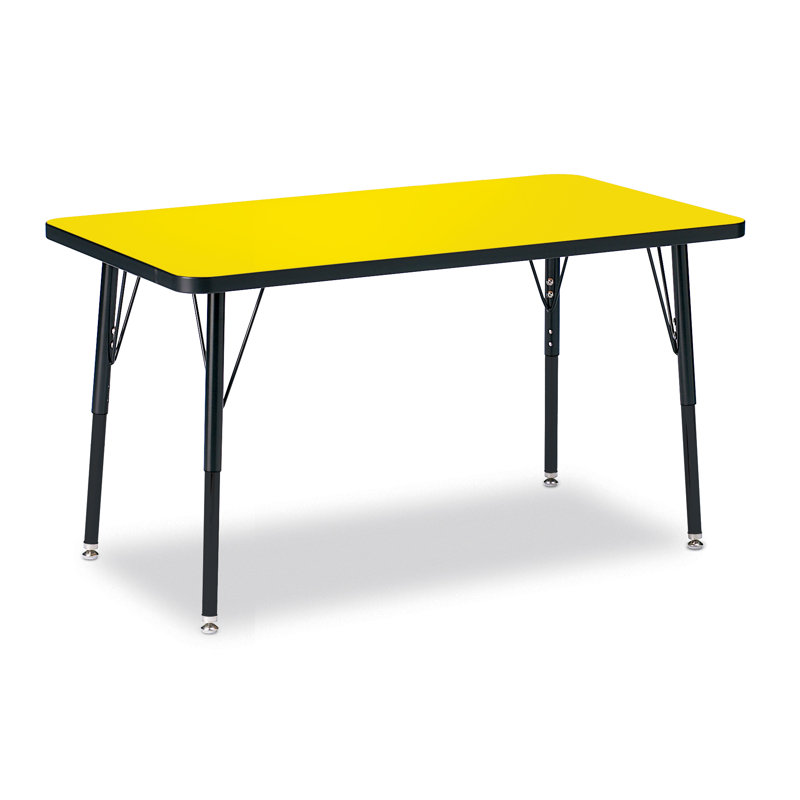 Oak and Black Adjustable Rectangle Activity Table with Steel Legs