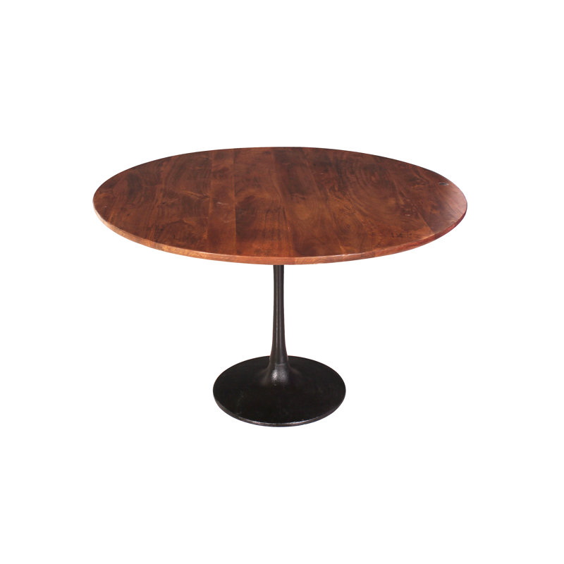 Eleta Round Solid Wood Top Metal Base Dining Table