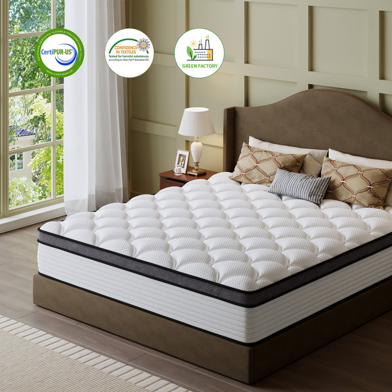 RWAEZYBLUX [New Version] 14 inches Hybrid Mattress Queen Size, Cooling-Gel Memory Foam & Pocket Springs, Firm Support for Back Pain Relief, Motion Isolation, CertiPUR-US Certified, Bed in a Box