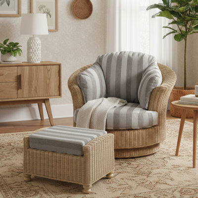 70 cm W Striped Footstool