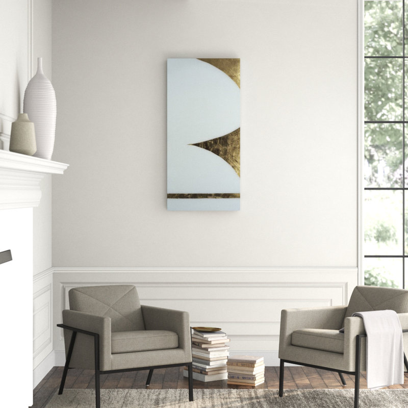 White Orb With Gold II Print by DAWN SWEITZER, 63" H x 30" W x 1.5" D, Gild Gold
