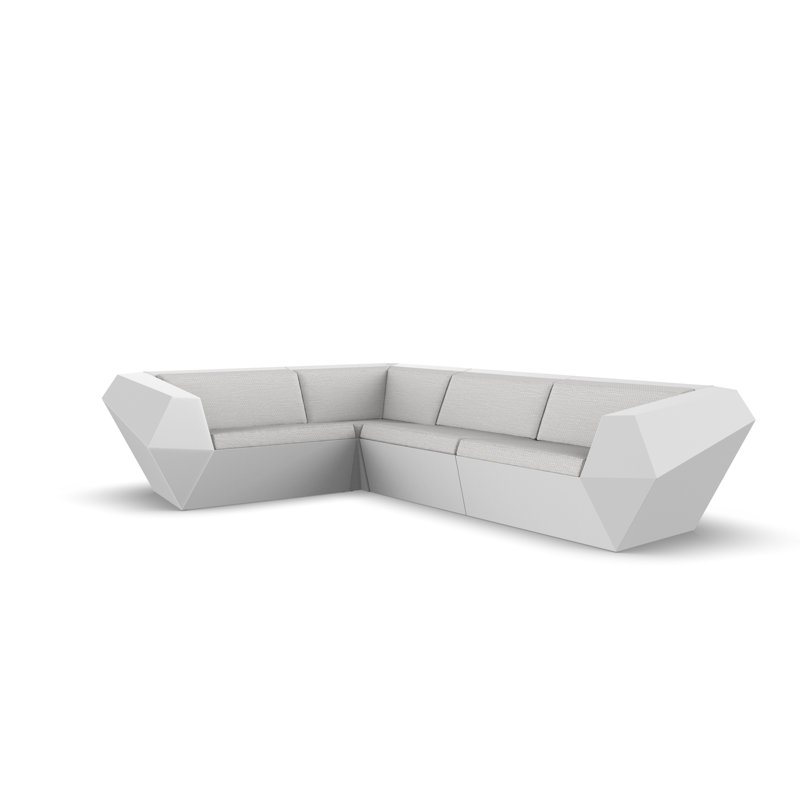 Faz 122.5" Wide 4-Seat Outdoor Reversible Patio Sectional with Cushions, White, White