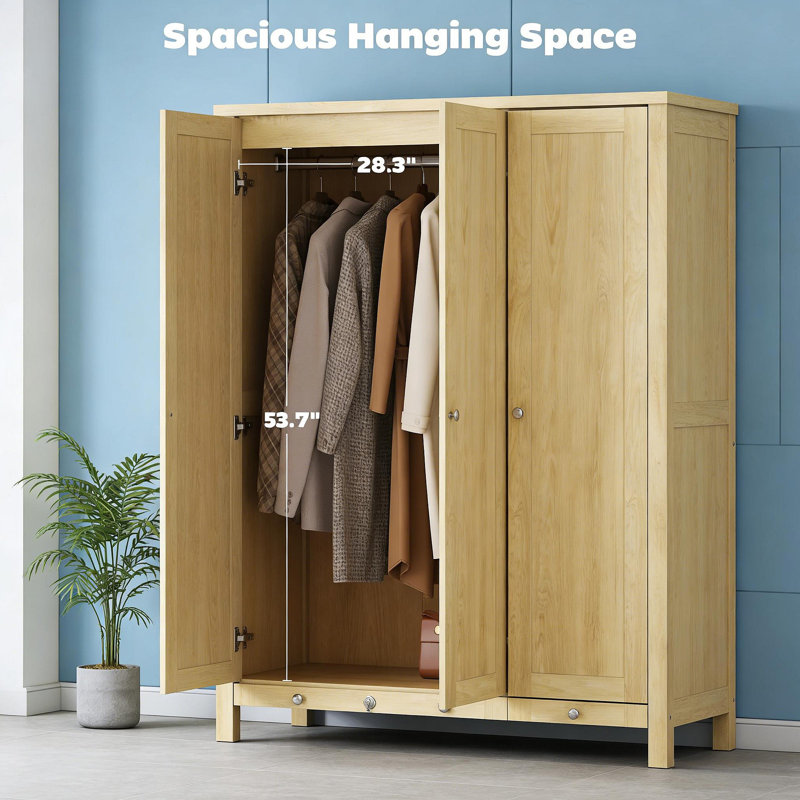 Garde-robe 3 portes, Naturel