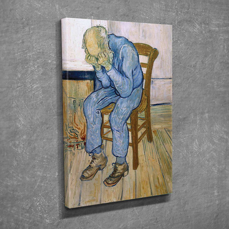Vincent Van Gogh 'Sorrowing Old Man' Decorative Canvas Painting, 11.8 x 15.7 inches | 100% Canvas, Framed with 100% Wooden Frame (Thickness: 1.2 inches) | Perfect for Home, Office Decor & Art Lovers