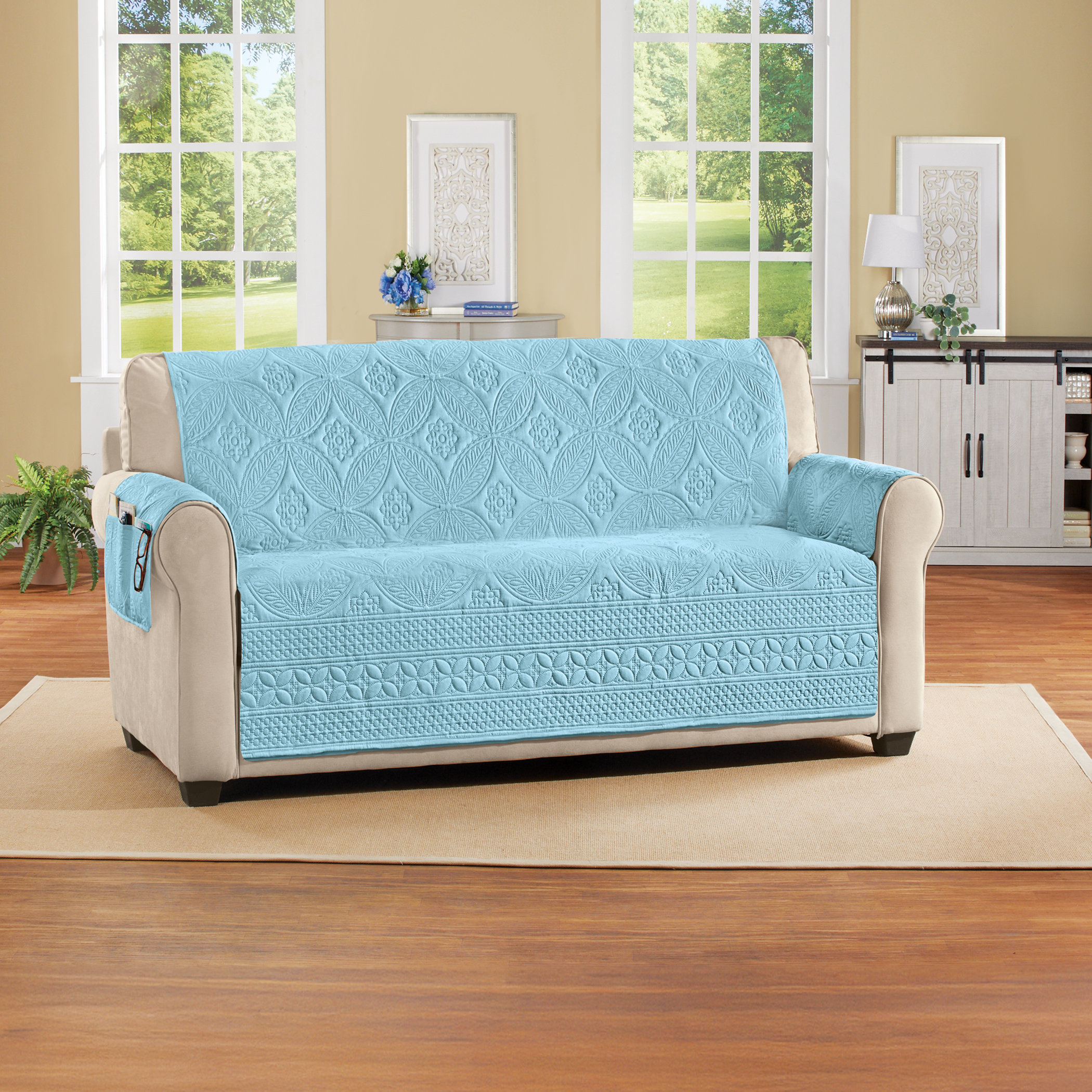 Picture of Lark Manor™ Textured Bordered Design Furniture Protector | Wayfair