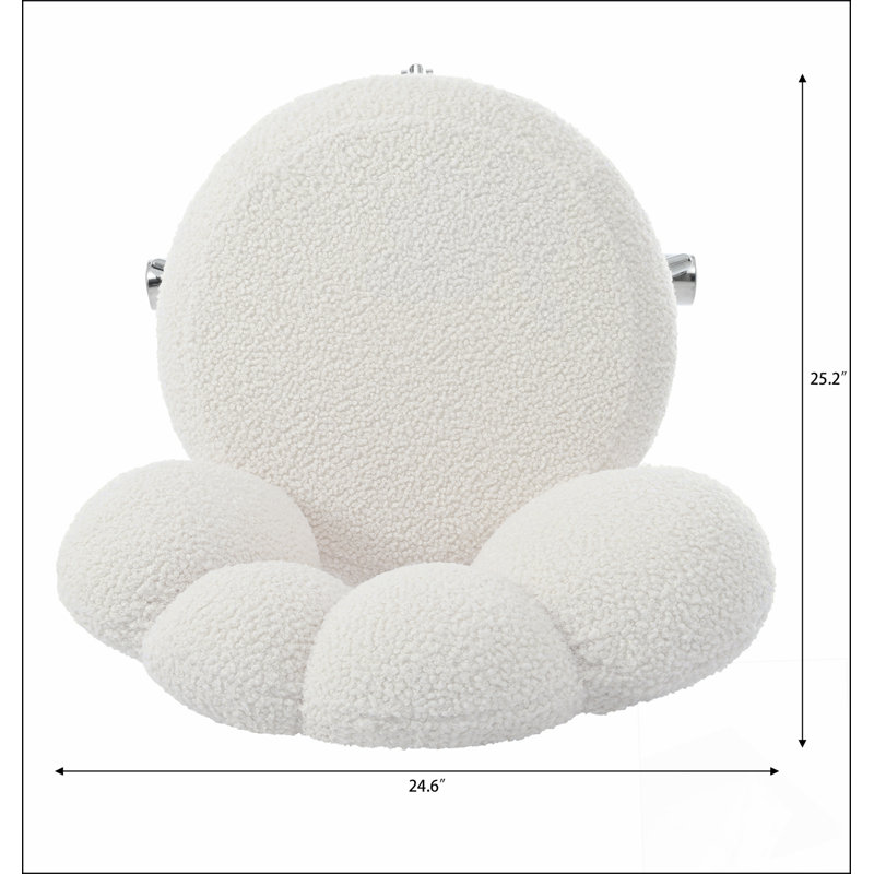 Fauteuil pivotant à 360 ° réglable en hauteur, fauteuil pivotant, tissu en peluche, fauteuil de bureau personnel, Blanc