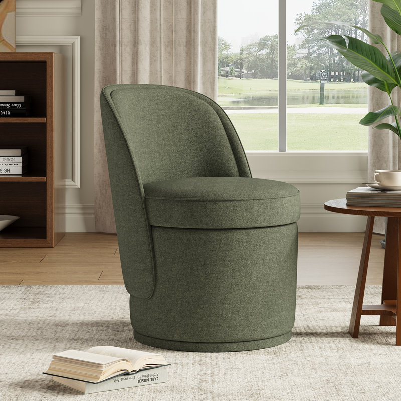 Fauteuil d'appoint pivotant en tonneau avec rangement Morden, aucun assemblage requis, Vert