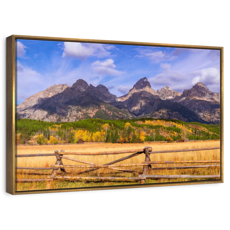 Paysage de Grand Teton, Cadre flottant doré, 31 po x 21 po