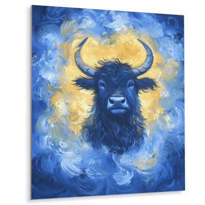 Dynamic Portrait Of Yak Animal II - Yaks Metal Wall Art Decor, Modern Metal Print