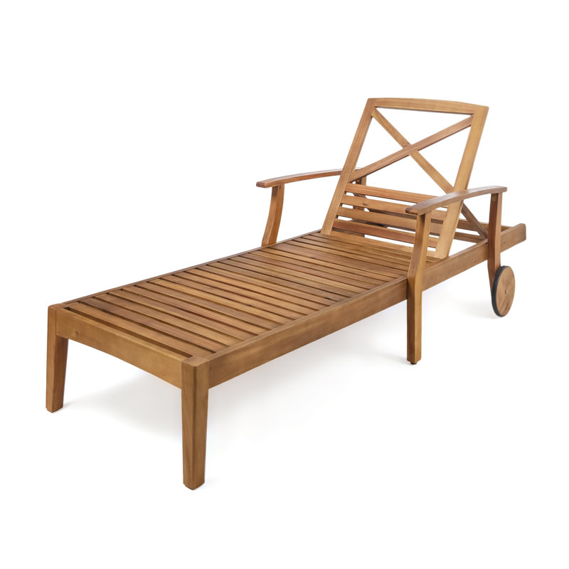 Bevelyn Outdoor Teak Wood Chaise Lounge