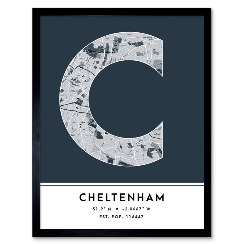Cheltenham City Map Cheltenham Navy - Single Picture Frame Typography