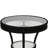 Accent Side End Table, 23 Inch Round Glass Top W Shelf, Black Metal