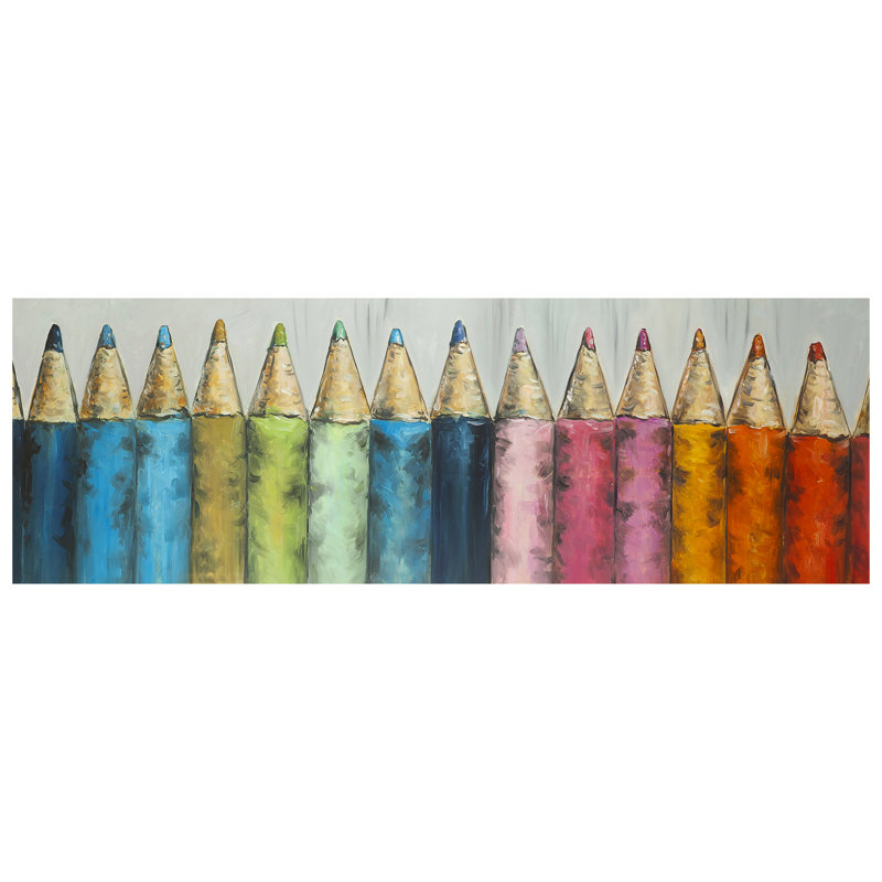 Crayons à colorier - reproduction sur toile, H 20 po x l 60 po x P 1,5 po