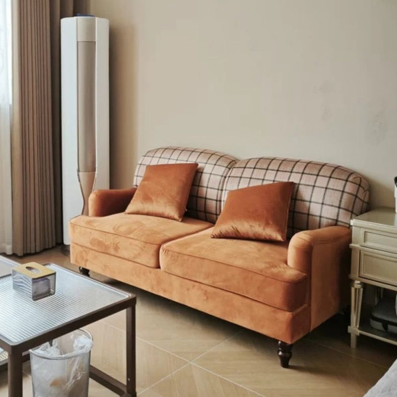 Retro Checkered Color-Blocking Sofa