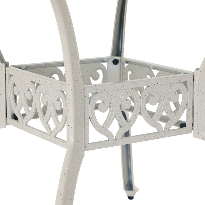 Rhedyn 4 - Person Round Outdoor Cast Aluminum Dining Set with Umbrella Hole, White