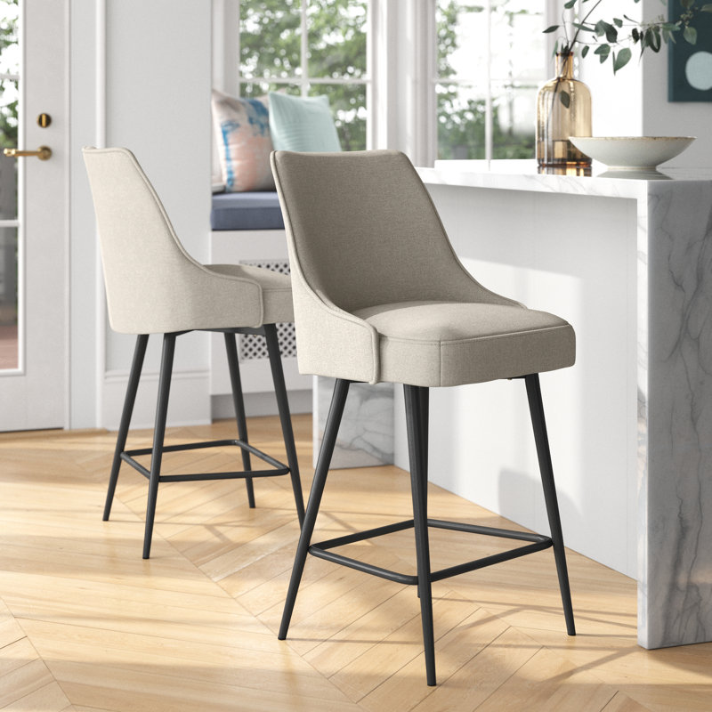 Rowlett Upholstered Counter Stool with Iron Frame