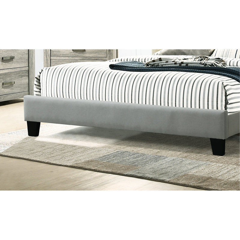 Grand lit moderne avec tête de lit et panneau de particules gris, Grand lit, Gris clair