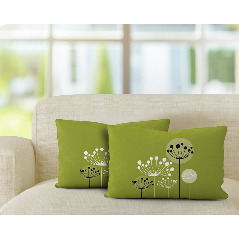 Polyester / Mélange de polyester Housse de coussin rectangulaire intérieure / extérieure lombaire et insert, Chartreuse