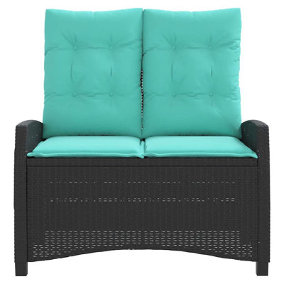Reclining Garden Bench With Cushions Poly Rattan