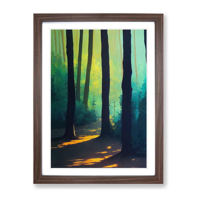 Inspiring Forest - Single Picture Frame Painting, 64cm H x 46cm W x 2cm D, Walnut