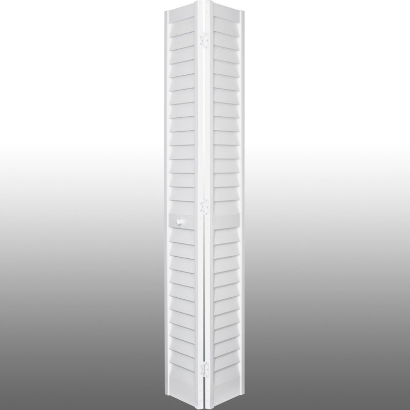 Porte pliante en deux à persiennes en PVC / vinyle, 18 po x 80 po, Blanc