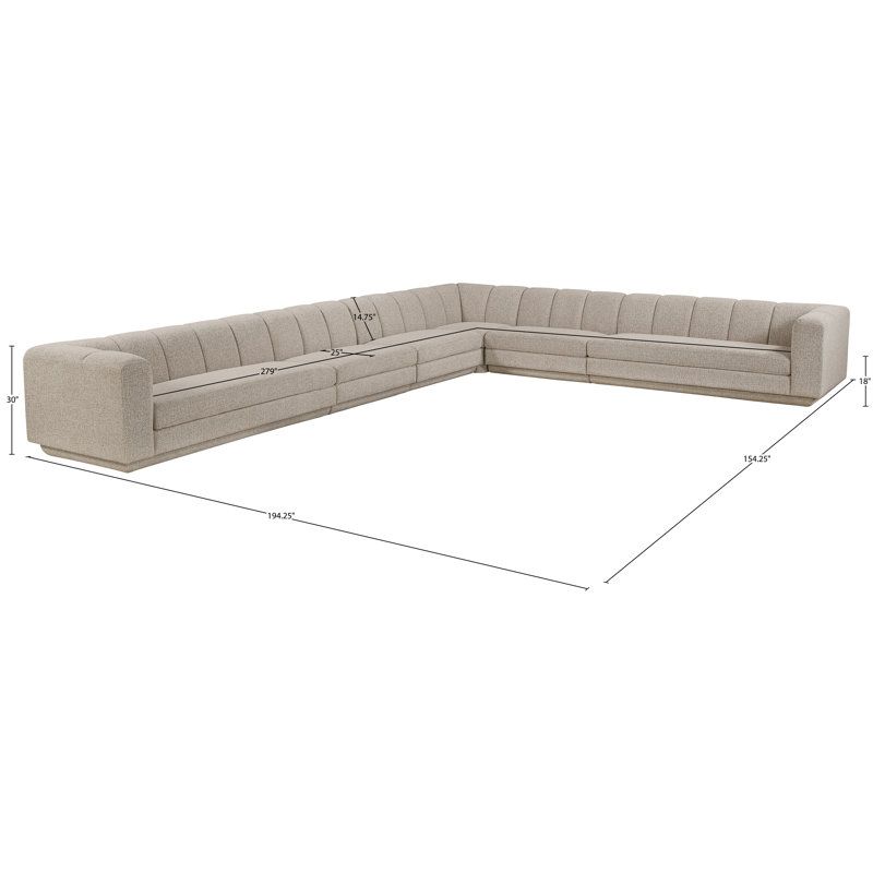 Tissu rembourré 6 pièces Landis Canapé modulaire modulaire, Tissu beige