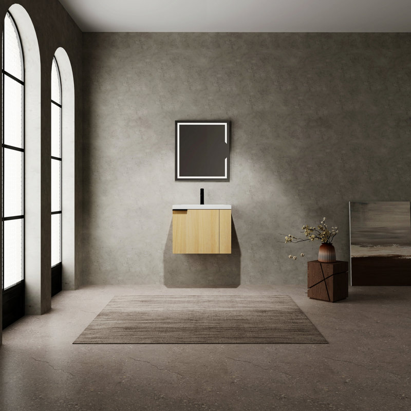 Meuble-lavabo à cadre en bois, meuble-lavabo à cadre en bois avec lavabo, armoire de salle de bain, Chêne