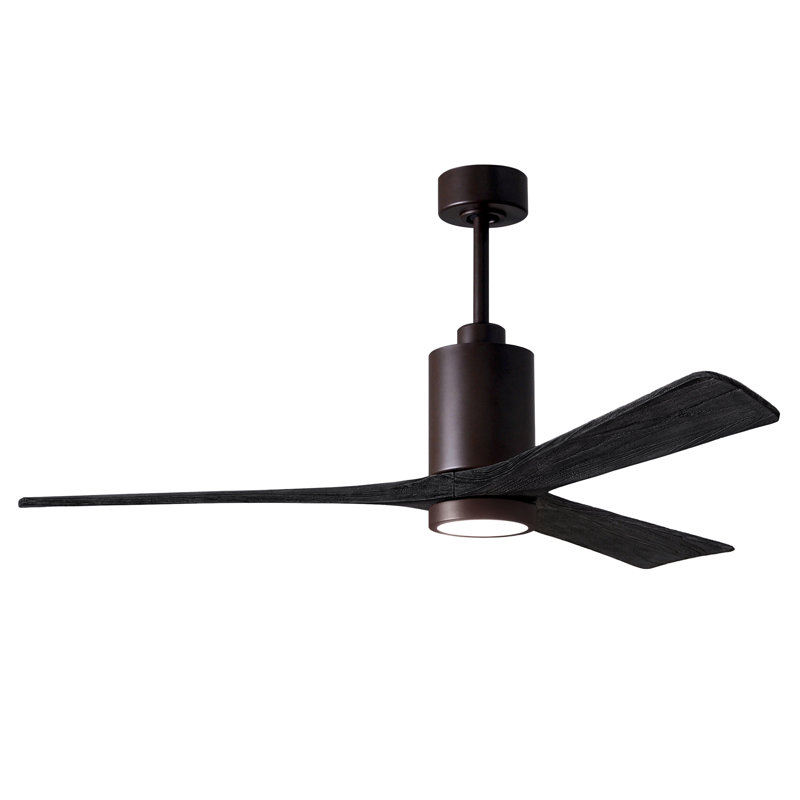 Ventilateur de plafond à 3 pales à DEL avec télécommande Patricia et ensemble d'éclairage inclus Patricia, Bronze texturé