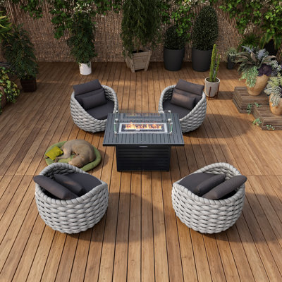 Wicker Outdoor Patio Chair With Cushions And Accent Pillow And Patio Table