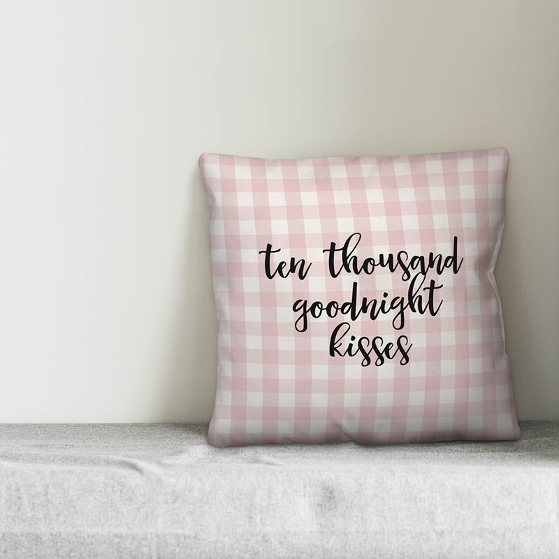  Coussin Ten Thousand Goodnight Kisses, Rose / Noir, Coussin décoratif